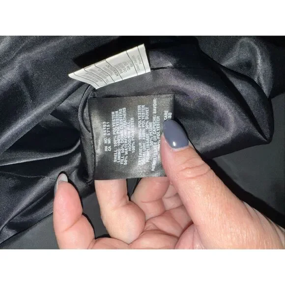 Cole Haan Black Quilted Down Feather Long Hooded Puffer Coat sz 2X EUC - Picture 9 of 9